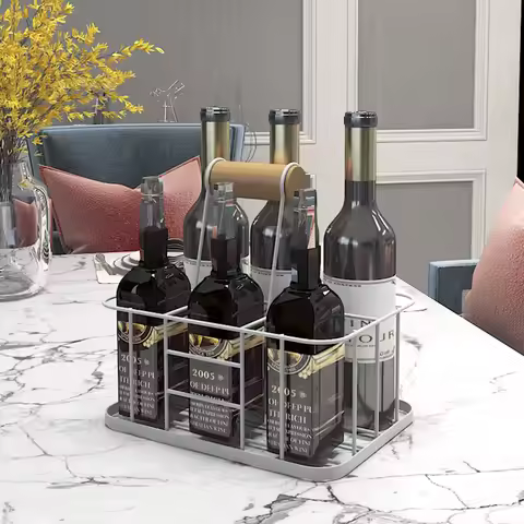 Reusable 6 Pack Beer Bottle Carrier Drink Holder Carbon Steel Durable Bar Liqueur Wine Beer Rack Bas