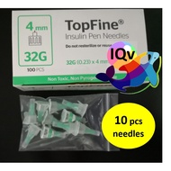 Topfine 4mm Insulin Pen Needle 32G x 10pcs exp: 10/2024