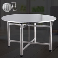 HY-6/Stainless Steel Foldable Large round Desktop Square Dining Table round Dining Table Household round Table with Turn