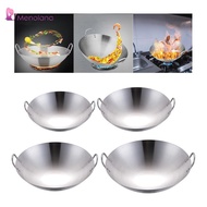 [Menolana] Steel Wok with A Round Bottom And Two Handles for Frying Hash Browns, Eggs, And Fish.