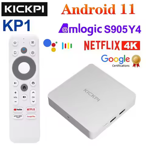 KICKPI KP1 TV Box Google Certified Netflix 4K Android 11.0 Set Top Box Box S905Y4 Wifi5 BT5.0 2G 32G
