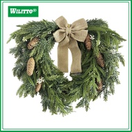 Handmade Autumn Garland Real Touch 20 Inch Christmas Wreath with Cow Bell Pine Cones Farmhouse Decor