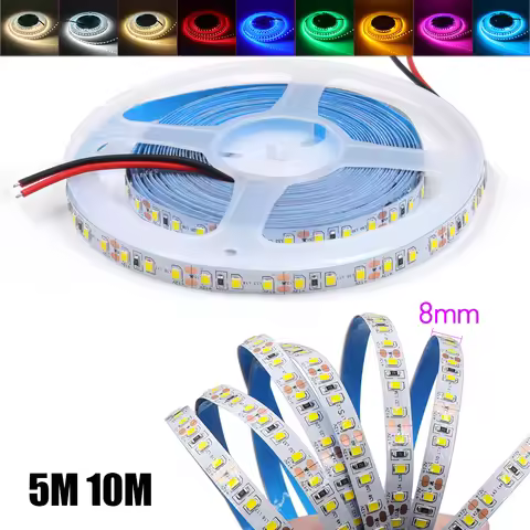 LED Strip DC 12V 24V 5M 10M/Roll SMD 2835 120LEDs/M Red Blue Pink Yellow Ice Blue White IP21 Flexibl