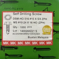 MK 516 DSM-HO #10X5/8 ZPH SELF DRILLING SCREW 1000PCS SKRU BESI C CHANNEL BUMBUNG BATTEN ATAP