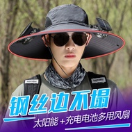 Solar Fan Hat Outdoor Fan Mountaineering Hat with Fan Hat Big Wind Fan Hat Mountaineering Bucket Hat