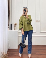 Blouse Crinkle Wanita - Calista Blouse  / Kemeja Crinkle / Kemeja Blouse Wanita  / Bahan Crinkle
