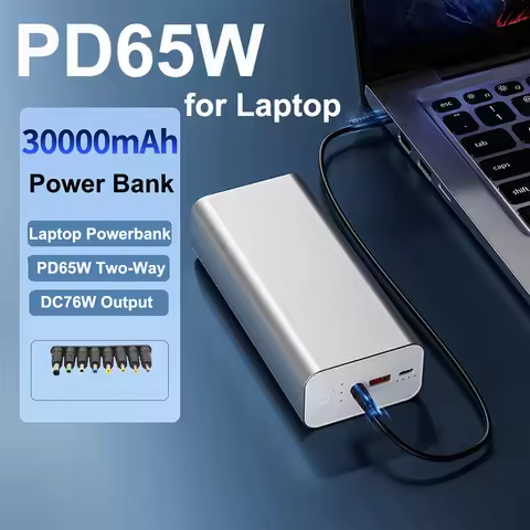 Power Bank 30000mAh with 12V DC Portable PD 65W Fast Charging External Battery Powerbank For Laptop 