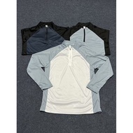 Kemeja-T Sukan Lengan Panjang Cepat Kering Separuh Zip Pakaian Sukan Baju Sweatshirt Latihan Atas La
