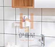 KM - 日本品牌KM墻壁牙刷架 無痕黏貼牙刷牙膏杯子收納盒 多功能牙掛架