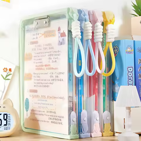 Transparent Zippered Document Storage Bag with Clip Expanded Mesh Zipper Pouch Bags for Storing Teac