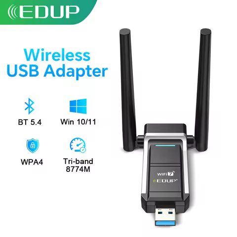 EDUP BE1703 WIFI7 Wireless USB Adapter 802.11be/ax/ac/a/b/ Tri-Band 2.4/5.8/6GHz 6500Mbps Transmissi