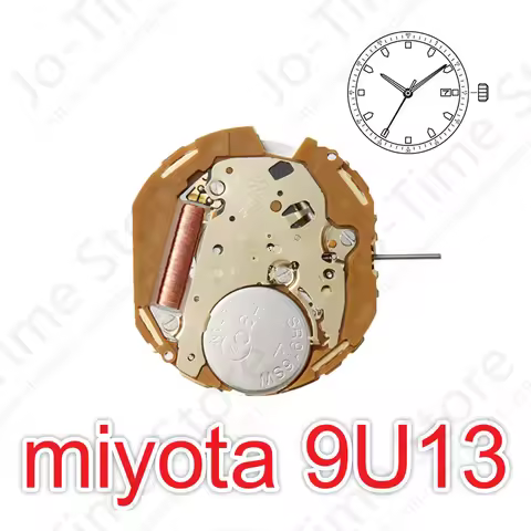 New Genuine Miyota 9U13 Quartz Watch Movement - 3 Hands Date at 3 Position with Battery Replacement