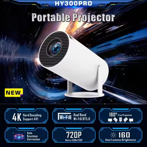 Portable Projector Hy300 Pro Dual Wifi 6 Outdoor Wireless Portable Projector Android 11 Smart Mini P