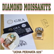 HIJAU Green diamond ring /green diamond moissanite 1ct barcode memo and certificateADA