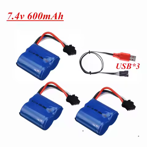 (3.7v*2) 7.4v 600mAh 18350 Li-ion Battery and Charger For UDI R/C UDI001 UDI011 Venom Speed Boat 7.4