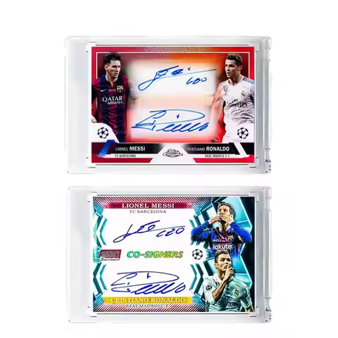 DIY Ultimate 1/1 Messi & CR7 Dual Gold Block Signature Card, Dream Birthday Gift for Football Boys, 