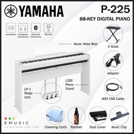 Yamaha P-225 88-key Digital Piano with Piano Stand, X Stool and Headphones - White (P225 / P 225)