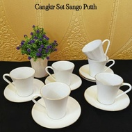 Cangkir Keramik Putih Lish emas Merk Sango / Cangkir Sango Putih Lish