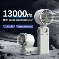 JONY1IF Mini Handheld Fan, LED Display 1200mAh Battery High Speed Turbo Fan, Folding USB Rechargeabl