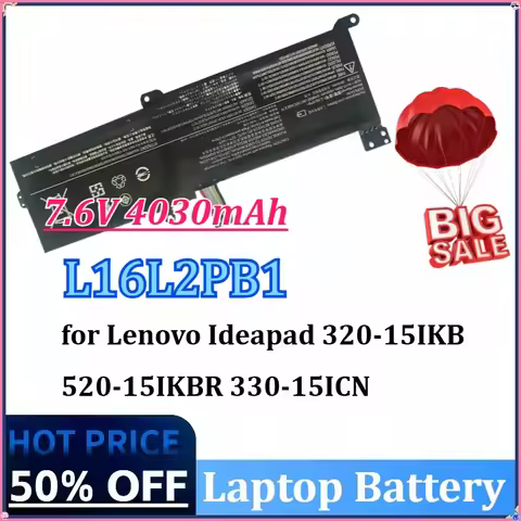 7.6V 4030mAh L16L2PB1 Laptop Battery for Lenovo Ideapad 320-15IKB/15IAP/15AST/15ABR/14ABR 520-15IKBR