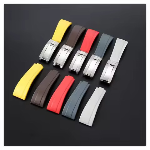 20mm Rubber Short Buckle Watchband Fit for Rolex Daytona Submariner Role OYSTERFLEX Yacht Master Sma