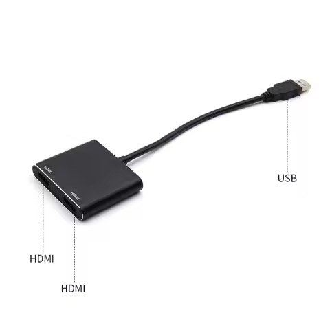 USB 3.0 To HDMI USB To Dual HDMI Converter 1080P One To Two USB To HDMI Adapter Plug and Play Alumin