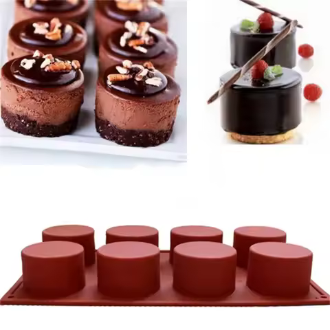 8 Cavity Round Silicone Cake Mold Chocolate Covered Oreo Cookie Mould Pastry Baking For Jelly Puddin