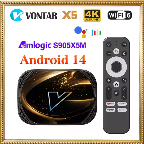VONTAR Amlogic S905A S905X5M X5 Android 14.0 TV Box Media Player Andorid 14 1000M AV1 4K 60fps Googl