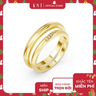 [CHAT ORDER SIZE] Double Ringbag with diagonal CZ stone row Kim Ngoc Thuy H121 - Gold 14