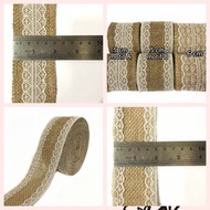 1 METER - JUTE CLOTH BROWN LACE JUTE RIBBON/ SIZE 5 CM and 6 CM HESSIAN BURLAP JUTE/