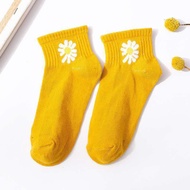 Gratis Ongkir - Kaos Kaki Ankle Sock Motif Bunga Daisy / Kaos Kaki Pendek Wanita / Kaos Kaki Korea