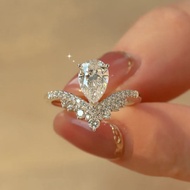 S925 Luxury Princess Water Drop 1.5ct Moissanite Ring Ring Proposal Ring Gift 26.4.13