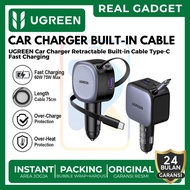 UGREEN Car Charger Built in Cable Type C Retractable Fast Charging 60w 75w 90w - REAL GADGET