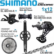 SHIMANO M6100กลุ่ม DEORE 1x1ชุดข้อเหวี่ยง2จักรยานเสือภูเขาความเร็วสูง Fovno ตัวเปลี่ยนเกียร์ M6100โซ