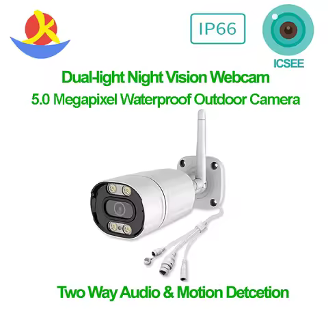 5Mp Webcam Night Vision Icsee Wirless Security Ip Camera Outdoor Waterproof Ip66 Video Sd Card Surve