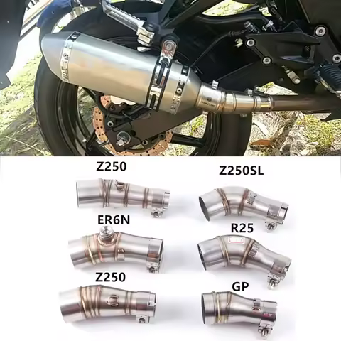 Motorcycle Adapter Exhaust Middle Pipe For Kawasaki Ninja 250 250R Z250 Z300 ER6N R25 R3 GP Muffler 