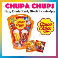 [CHUPA CHUPS] Fizzy Drinks Candy 6pieces Fizzy Lollipops 90g (Coke+Orange flavor)