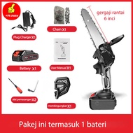 Gergaji mesin 6 inci 1200W Chainsaw yang boleh dicas semula gergaji pemangkasan tanpa wayar elektrik gergaji pemangkasan kayu elektrik