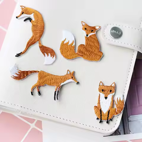 Fox Applique Embroidery Apparel Fox Patch Clothing Repair Patches DIY Phone Case Handmade Animal Pat