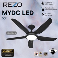 REZO MYDC LED 56" 5 ABS Blades Remote Control Fan 18 Speed (9F+9R) 3 Color LEDs DC Motor SIRIM (Matt