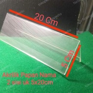 Papan nama meja akrilik 2sisi tebal 2mm panjang 20cm - Bening, 10x20cm