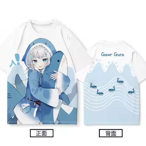 Hololive VTuber Kawaii Gawr Gura Cosplay T-shirt 3D Print Kids Anime Tees Men Women Short sleeve O-N