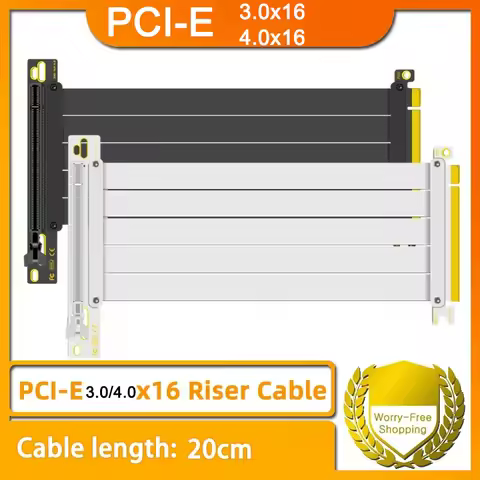 PCI-E Express 3.0/4.0 16X Riser Video Card Extension Shielded Flexible Cable 90° Mounting GPU Lossle