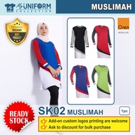 [Original Brand] Oren Sport SK02 Female Muslimah Long Sleeve Round Neck T-Shirt / Customize Logo Mus