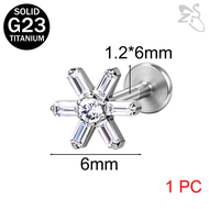 ZS 1 Pc G23 Titanium Earring 16G Ear Piercing Crystal Flower Stud Earring Rainbow Flower Lip Piercin