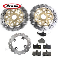 Arashi CNC Full Floating Front Rear Brake Disc Rotors Organic Brake Pad Set For KAWASAKI ZX9R NINJA 