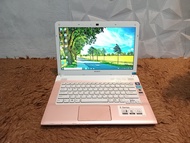 Laptop Sony vaio SVE141B11W ram 4gb hdd 320gb intel core i3 gen2 NO MINUS PINK LUCU
