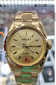 HALEI Brand Mens Full Steel Golden Steel Wrist Watches Business Quartz Watch