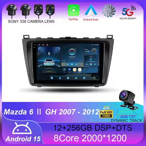 For Mazda 6 Ⅱ GH 2007 - 2012 Carplay Auto 4G+WIFI GPS Car Radio Navigation Multimedia Video Player S