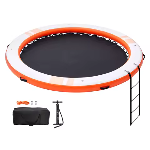 SucceBuy Inflatable Floating Dock 10x8FT Non-Slip Water Detachable Ladder Portable Carrying Bag Floa